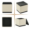 thumbnail image 4 of Zesthouse 17.9″ Wide Storage Ottoman Coffee Table, Square Ottoman with Storage, Modern Linen Foot Stool with Black Solid Wooden Tray Lid & Base for Living Room, Bedroom, Beige, 4 of 9