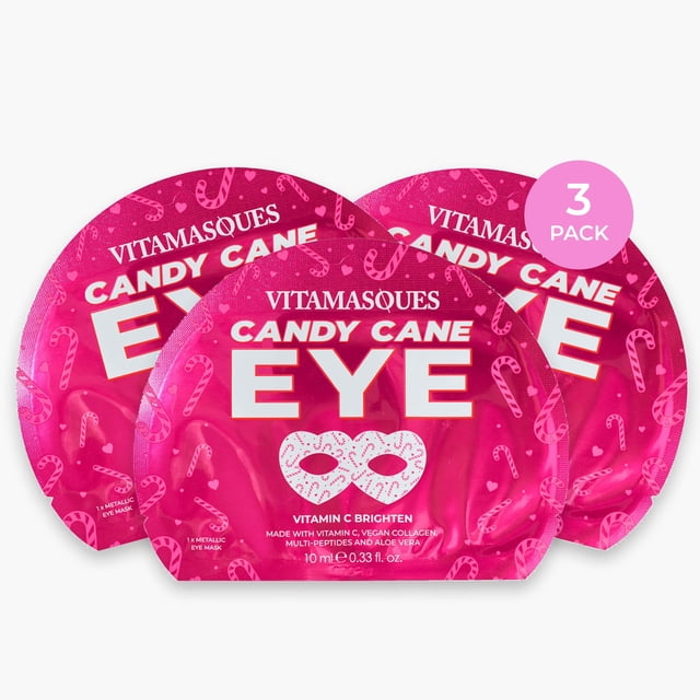Vitamasques Candy Cane Vitamina C Máscara para ojos Paquete de 3 - Máscara coreana para el cuidado de la piel con aloe vera para reducir los ojos hinchados