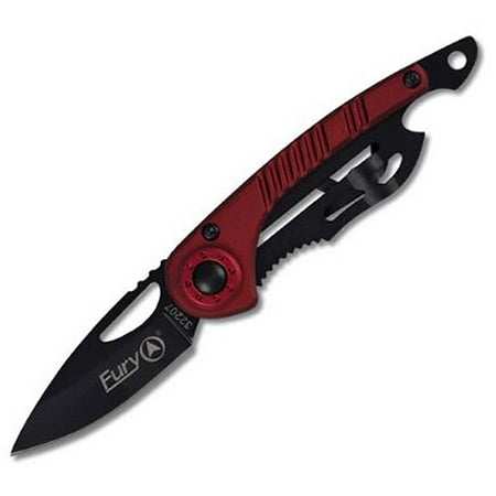 Joy Enterprises FP32207 Fury Nexus Aluminum Handle Folding Knife with Money Clip and Bottle Opener, Red, 3.5