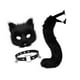 thumbnail image 3 of Conjunto de máscara y cola de gato Therian lindo para de cumpleaños de puesta en escena Negro, 3 of 8