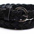 thumbnail image 4 of Women's Belts Leather Belts Woven Leather Belts Belt with Metal Buckle, Gift for Black, 105x1.5cm, 4 of 4