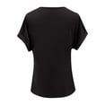 thumbnail image 5 of Summer Tops for Women Solid Color V Neck Short Sleeve Elegant T Shirt For Women Keyhole Crop Top Athletic Wear Clothes Not Today T Shirt Casual Dress Long Sleeve Short Ladies V Tops Woman Black S, 5 of 5