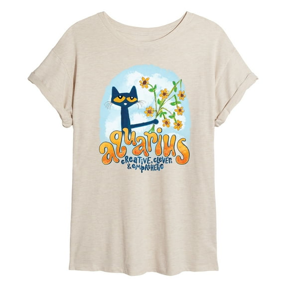 Pete The Cat - Aquarius - Women's Oversized Graphic T-Shirt
