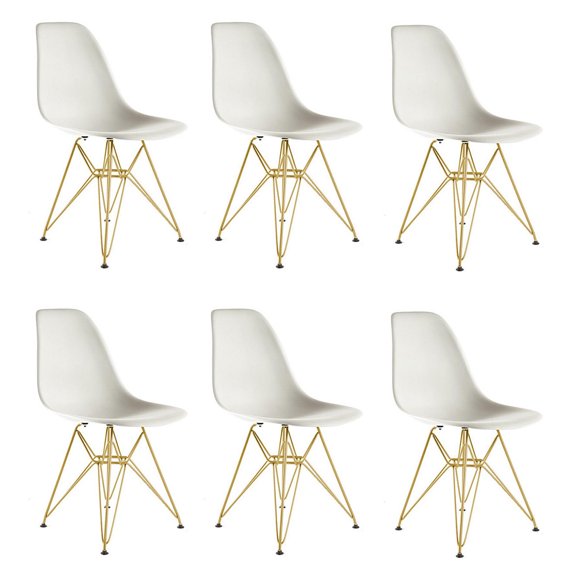 Eiffel Dining Chair with Gold Base - Cream