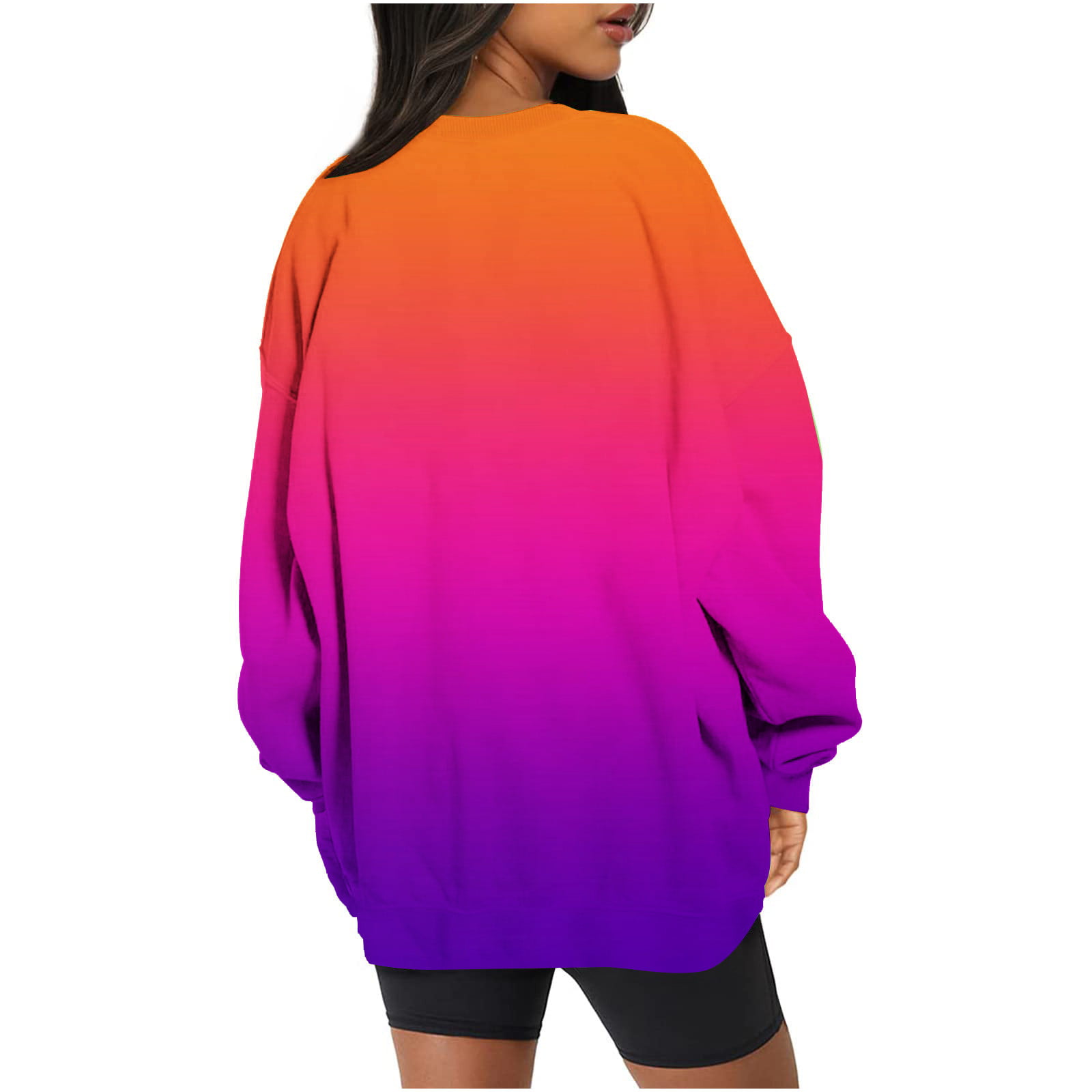 Cyber&Monday Deals Dyegold Sweatshirts For Teen Girls Womens Long Sleeve  Crew Neck Ombre Pullover Tops Casual Loose Gradient Sweaters T Shirts 