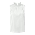 thumbnail image 4 of Mnuaqn Women's Silk Satin Tank Tops Mock Neck Camisole Dressy Sleeveless Blouse Business Casual Pleated Summer Shirts 2026 (White, L), 4 of 9