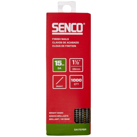 New SENCO DA17EPBR 1-1/2" 15 Gauge Angled Finish Nails, Bright Finish 1,000 Count Pack