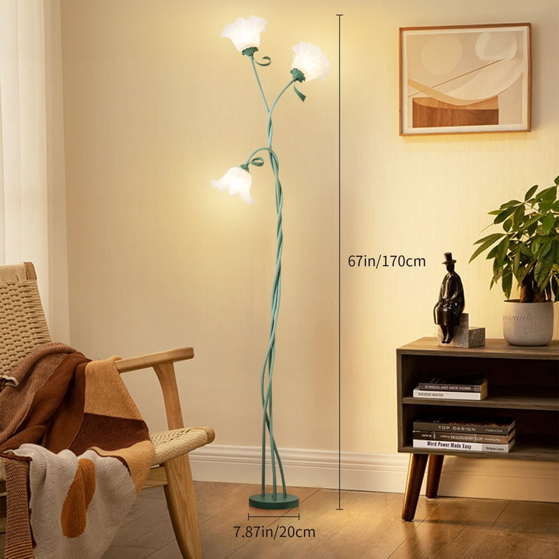 Stylish 3-Headed Flower Floor Lamp with Adjustable LED Arms Modern Tall Standing Light for Living Room, Bedroom, Reading Areas