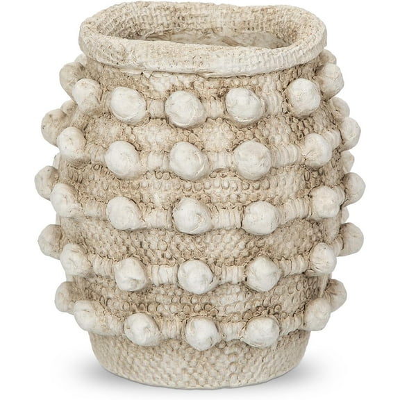 Rustic Farmhouse Vase, Boho Beige Vase for Pampas Grass Small Textured Knotted Vase for Flowers Decorative Cement Floral Vase for Home Decor, Living Room, Dining Table