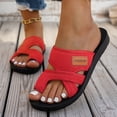 thumbnail image 2 of Women's Mesh Toe Ring Platform Sandals Breathable Non Slip Walking Flip Flops Lightweight Beach Slide Red Size 7, 2 of 5