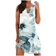 thumbnail image 2 of ICHUANYI Clearance Women's Fashion Sleeveless Round Neck Casual Printed Dress(Light Blue, XXL) ICHUANYI WER2023081109331, 2 of 5