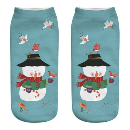 

Uorcsa Novelty Casual Work Business Socks 3D Christmas Santa Elk Printeding Medium Sports Socks Multi-color