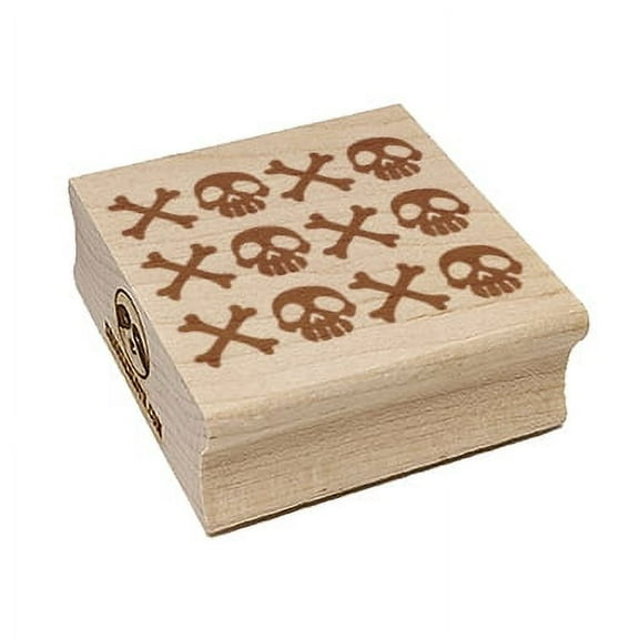XOXO Skull Crossbones Hugs Kisses Valentine's Day Square Rubber Stamp Stamping Scrapbooking Crafting - Small 1.25in