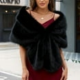 thumbnail image 2 of QSAWXQZ Faux Fur Shrug for Women Soft Fluffy Open Front Shawl Wrap for Evening Dresses and Weddings Black Free Size, 2 of 9