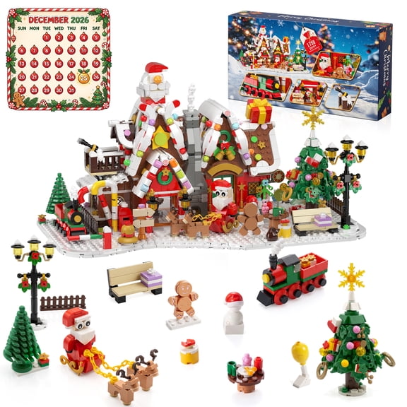 Mesemi Christmas Advent Calendar 2026: Gingerbread House Building Set, 24 Days Countdown Calendar Gingerbread House Building Blocks, Xmas Christmas Holiday Gift for Boys Girls Ages 6 