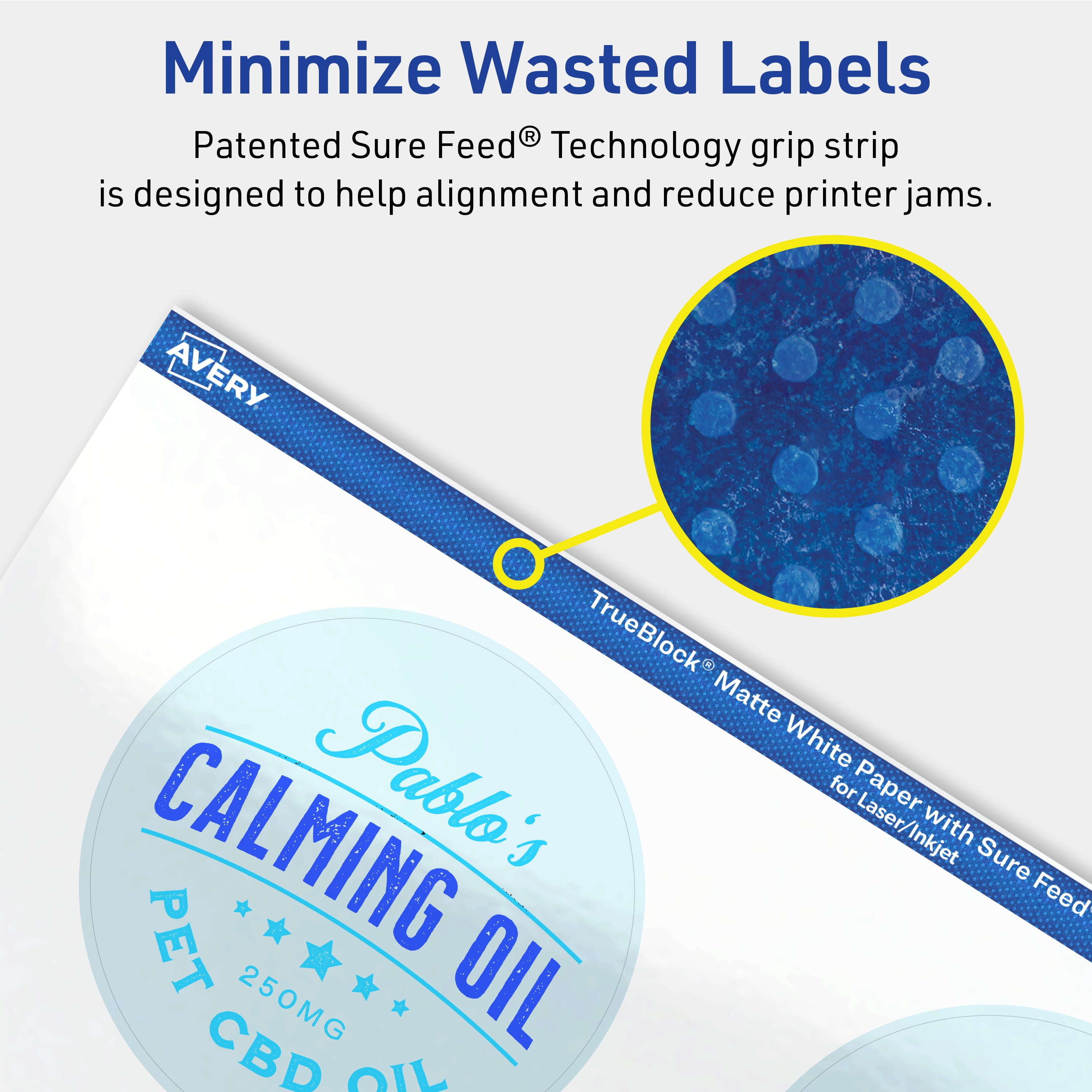 Avery TrueBlock Round Labels, 2.75" Diameter, 150ct