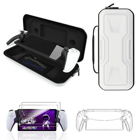 Ensemble d'Accessoires pour PlayStation Portal, Étui de Transport et Étui Rigide en PC Transparent avec Protecteur d'Écran en Verre Trempé, Étui de Protection et Sac à Main de Voyage Portable à Coque Rigide pour PS5 Portal