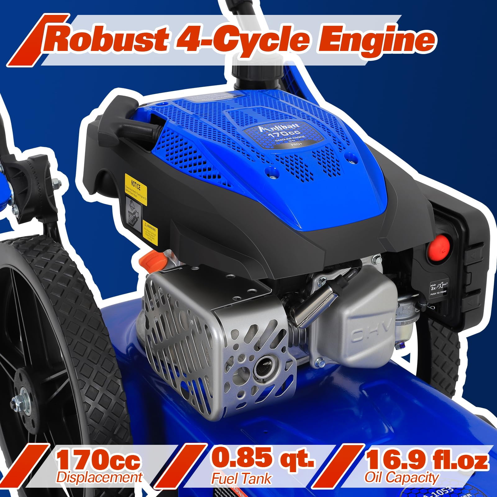 22 in Walk Behind String Trimmer 170cc 4-Cycle Gas Brush Hog Mower 22" Cutting Diameter Push Grass Eater with 14 Inch Flat Free Wheels Brush Cutter for Farm Lawn Yard