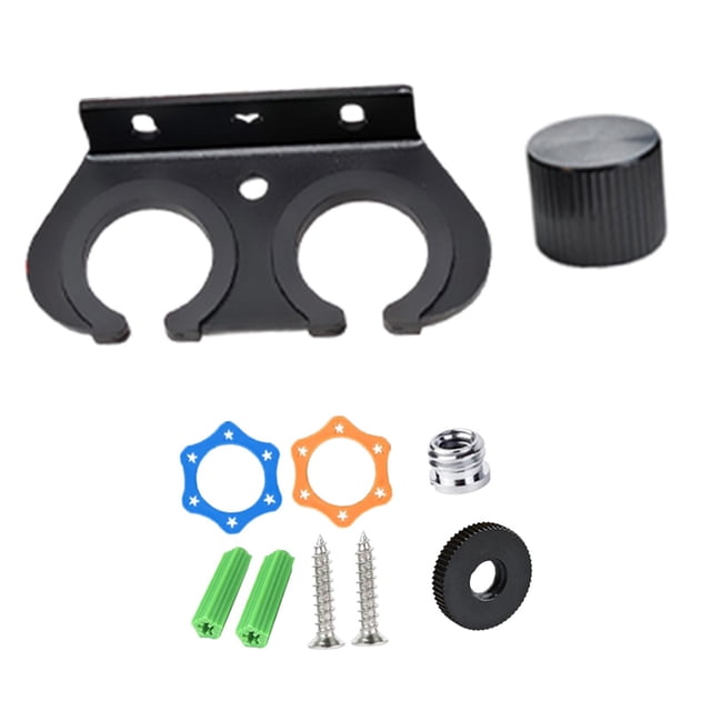 Soporte de micrófono de pared con expositor de accesorios para micrófonos dinámicos, colgador de micrófonos, estante de almacenamiento para escenarios 2 ranuras