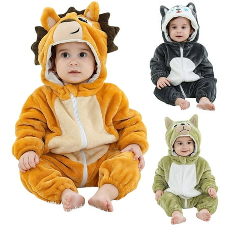 

SYNPOS 0-36M Unisex Baby Romper Winter Autumn Flannel Jumpsuit Animal Cosplay Outfits