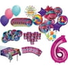 Trolls World Tour Party Supplies 6th Birthday 8 Guest Table Decorations and Poppy Balloon Bouquet