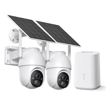 Conico Solar Wireless Outdoor Security Camera System, 2K PTZ Home WiFi Surveillance Camera with Color Night Vision, PIR Human Detection, No Monthly Fee, IP65 Waterproof, 2-Way Audio