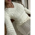 thumbnail image 2 of Spring new classic V-neck cable-knit sweater versatile long-sleeved knitted top, 2 of 4