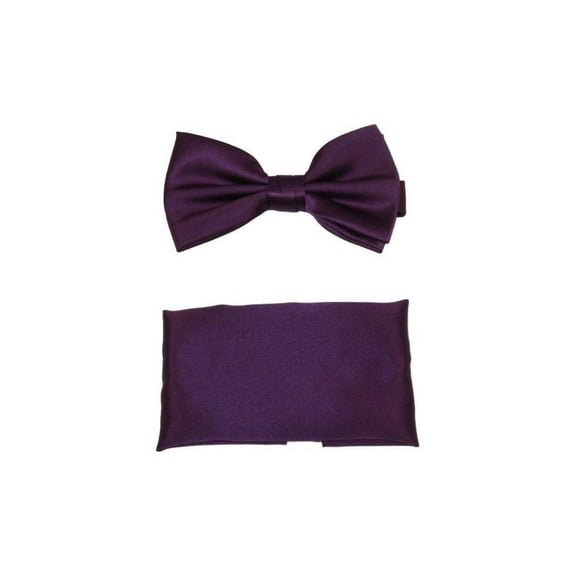 Men's Bow Tie and Hankie by J.Valintin Collection #92495 Solid Satin Plum