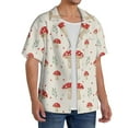 thumbnail image 4 of Vsdgher Mushroom Print Men's Wrinkle Free Untucked Cuban Shirt Business Casual Button Down Shirts Short Sleeve Shirt, 4 of 7