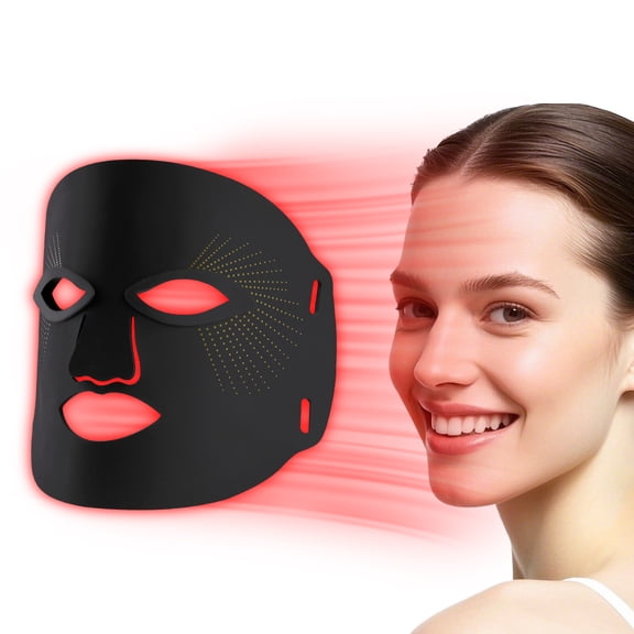 ULTREMA LED Face Mask, 7 Color Light Therapy Facial Mask with 288 LEDs, Soft Silicone Skin Care Mask with Wired Controller, Eye Inserts and 5/10/15 Min Timer, Black
