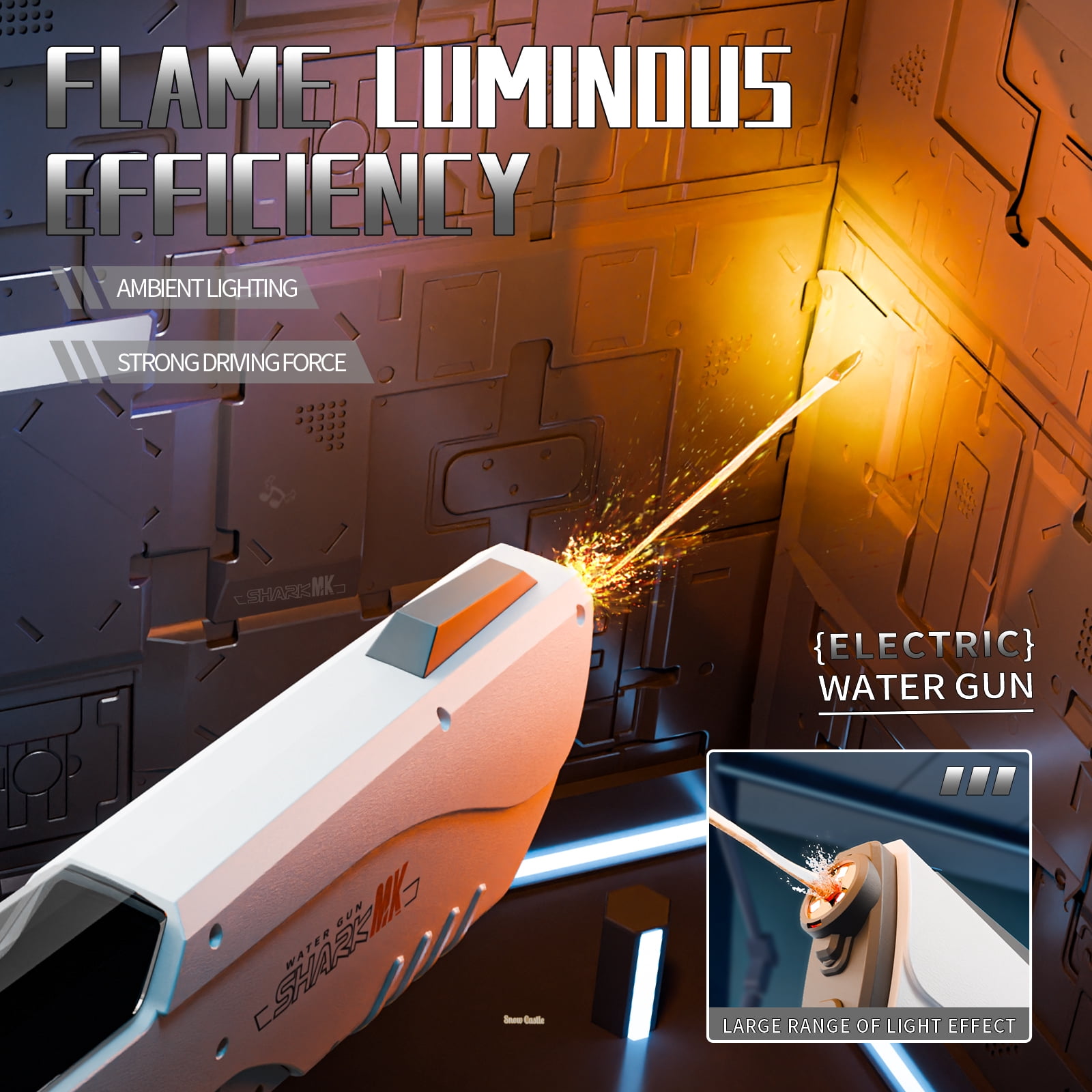 Ultimate Phantom Electric Water Gun: 32-Ft Range, Battery-Powered, Water Tank & LED Lights. Perfect for summer, beach, pool & garden fun. For kids 3+. Great water park gift（Grey）