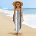 thumbnail image 6 of ITSAME Slip Dress for Girls, Striped Print Backless Loose Fit Summer Fashion Casual Dress for Kids Black 13T, 6 of 9