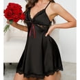 thumbnail image 6 of Tnhcen Women's Lingerie Backless Plunge Neck Chemise Short Nightgown, Nylon Spandex Satin Lace Cami with Sheer Trim, Sheer Trim Sleepwear for Women S - L, 6 of 8
