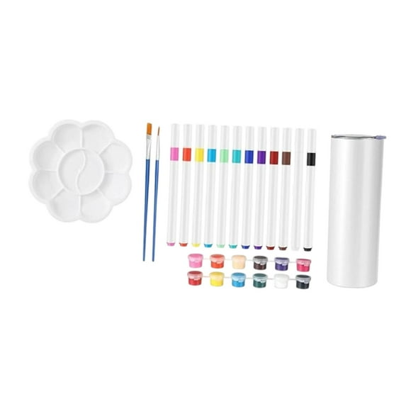 Kit para pintar tu propio vaso, kit para decorar vasos de acero inoxidable con marcadores, paleta, pinceles y vaso de agua para Día .