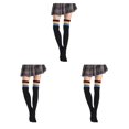 thumbnail image 2 of Guardurnaity Paquete de 2 calcetines a rayas de talla grande hasta el muslo, elásticos, flexibles, cómodos, fáciles de combinar, negro, deportivo, Type1 NO1 Guardurnaity CBP211161, 2 of 6