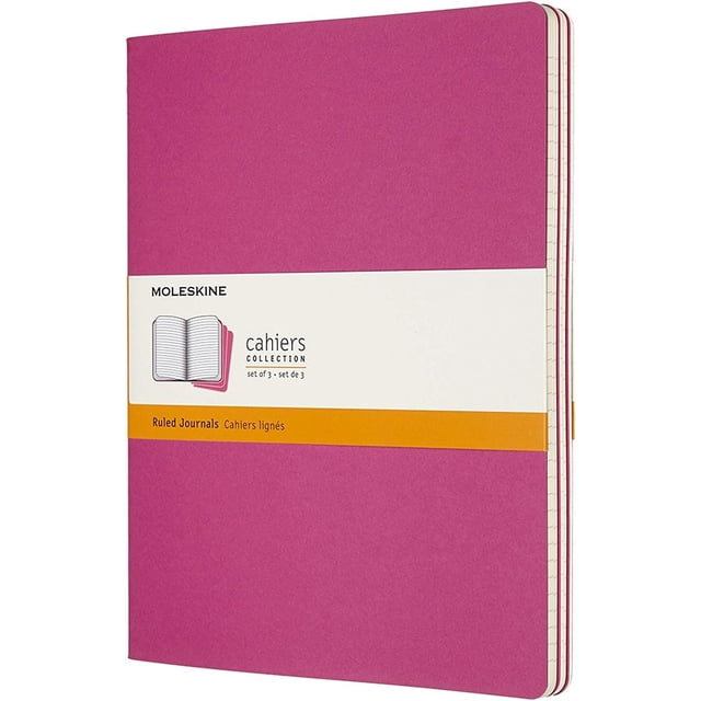 Set de 3 Libretas Moleskine Rosa Hoja Rayada Pasta Suave Extra Grande