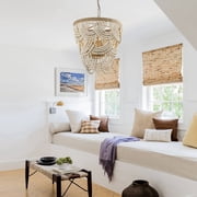 Parrot Uncle 20 Bohemian 4-Light 3-Tier Wood Beaded Dimmable Chandelier Pendant for Bedroom