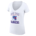 thumbnail image 2 of Women's G-III 4Her by Carl Banks White New York Rangers Super-Slim Fit Lightweight Team Logo Graphic V-Neck T-Shirt, 2 of 3