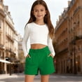 thumbnail image 2 of Girls Athletic Casual Shorts Loose Fit Breathable Playwear Comfortable Elastic Waistband for Sports Outdoor Activities Gymnastics Pants 8-9 Years, 2 of 4