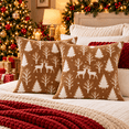 thumbnail image 6 of LOMYOLO Christmas Throw Pillow Covers Set of 2, 18x18IN Chenille Double Side Xmas Decorative Pillow Covers Soft Farmhouse Holiday Cushion Covers for Sofa Couch Bed, Christmas Tree Reindeer Snowflake, 6 of 8