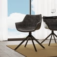 thumbnail image 3 of LeisureMod Dining Chair Upholstered in Leather 360-Degree Swivel Armchair with Powder-Coated Iron Legs for Modern Home, Kitchen, Cafes Markley Collection in Grey, 3 of 13