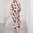 thumbnail image 3 of Pajama Sets for Women 2 Pcs, Cute Berry Rose Button Down Long Sleeve Sleepwear Lounge PJ Sets, 3 of 6