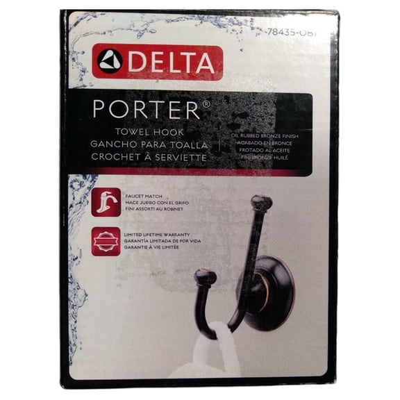 Delta Porter 7 in. H x 5.2 in. W x 3.1 in. L Oil-Rubbed Bronze Robe Hook