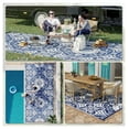 thumbnail image 5 of RV Patio Carpet 9x18 ft Outdoor Rug with Bag - Blue White Floral Design - Camping, Beach, Picnic Mat, 5 of 9