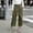 Army Green, variant on Women's High-Waisted Cross-Overlap Cropped Wide Leg Trousers - Asymmetrical Wrap Front Culottes - Flowy Smart Casual Capri Skirt Pants with Pockets, Blue XXL