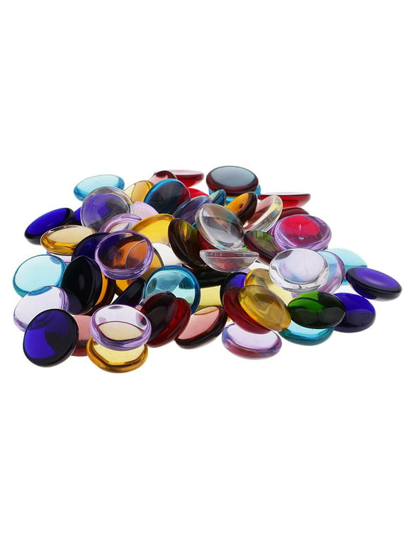 Glass Pebbles Gems Tiles Nuggets Pebble Marbles Mixed, Vase Filler Confetti, Table Scatters, Pack of 100g, Multi Colors, 15mm