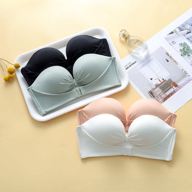 Ropa interior sin tirantes para mujer, pecho pequeño, push-up, antideslizante, anticorro, sin marcas, sin tirantes, parte superior de tubo, interior invisible, hermoso sujetador en la espalda