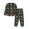 thumbnail image 2 of Wukai Plaid Dachshund Print Women's Pajama Set - Soft Long Sleeve Sleepwear for Comfort and Style-Medium, 2 of 9