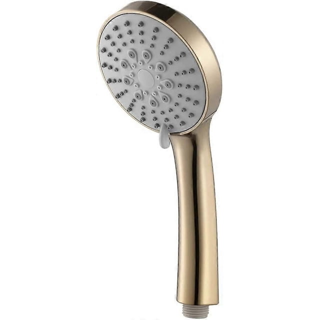 Handheld Shower Head High Pressure 5 Functions Shower Head Water Saving Hand Shower Head ABS Brushed Gold Rain Hand Held Shower Head with Silicone Wat