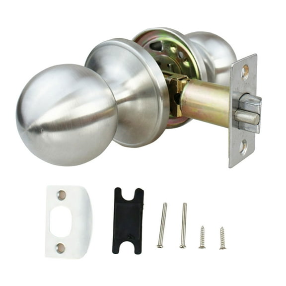 Stainless Steel Rotation Round Door Knobset Handle Round Shaped Nonlocking Doorknob for Hallway,